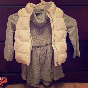 Toddler dress and puffy vest